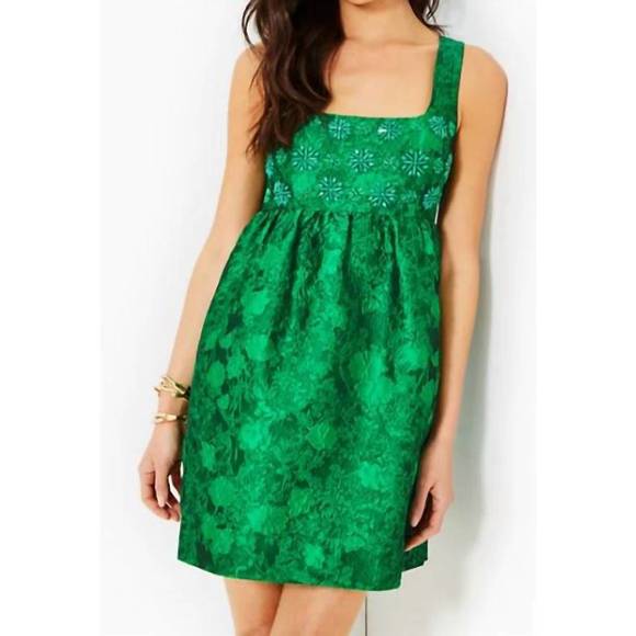 BELLAMI EMBELLISHED FLORA, KELLY GREEN LEAF AN IMPRESSION JACQUARD